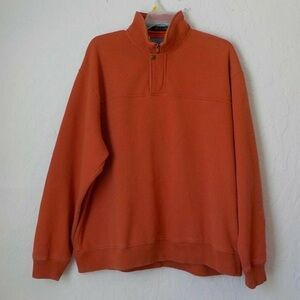 Orvis Signature Collection Orange Sweatshirt Men 2XL Half Zip Thick Fleece Comfy